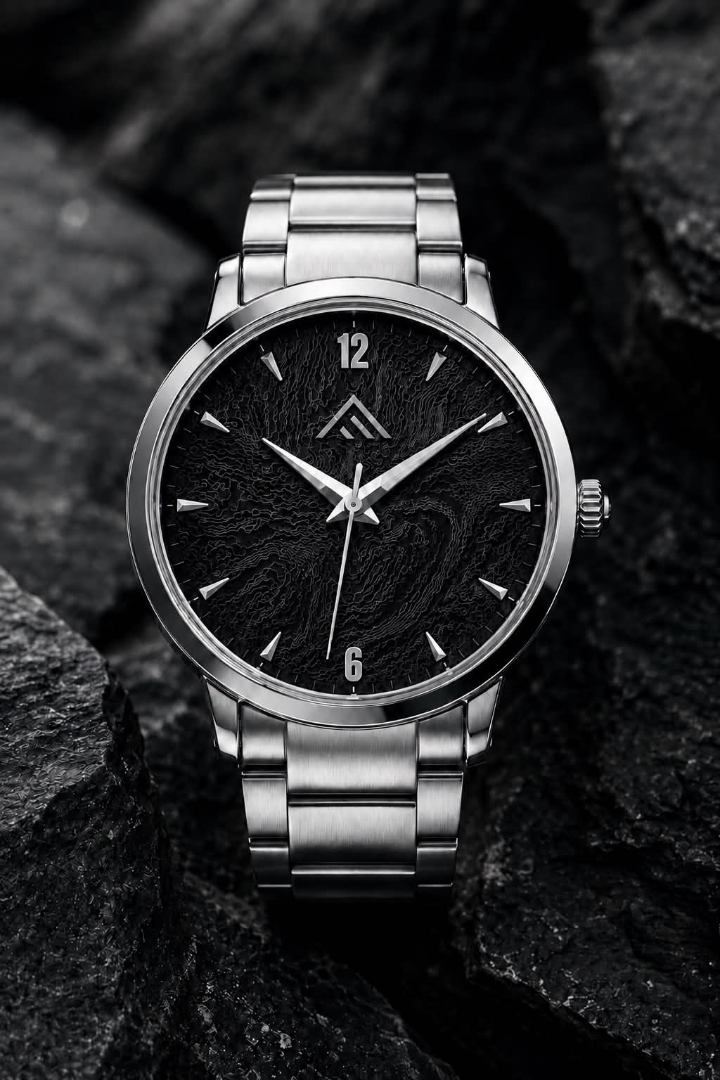 Dreich Ridge — steel watch with topographic contour dial